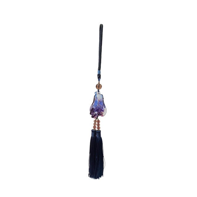 2020s Crystal Glass Fengshui Fortune Purple Pixiu Fruit Pendant Decor Tassel For Sale - Image 5 of 5