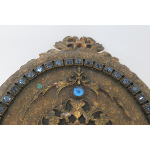 E&jb Empire Jeweled Hand Held Vanity Mirror 1920s Filigree Ornate Brass 4773b For Sale - Image 12 of 16