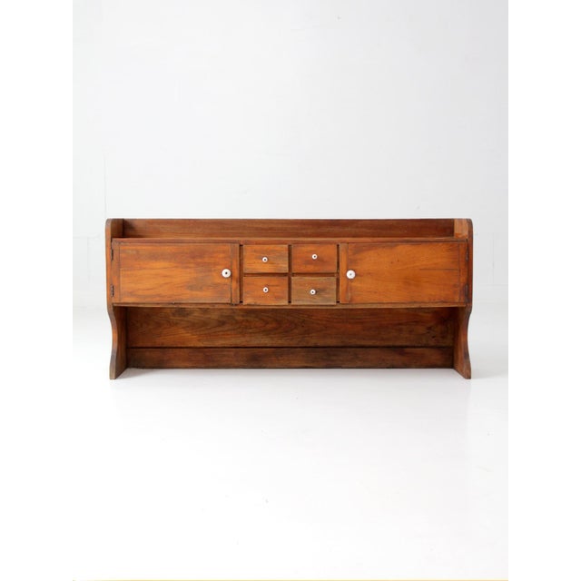 Farmhouse Antique Primitive Tabletop Cabinet With Drawers and Cupboards For Sale - Image 3 of 17