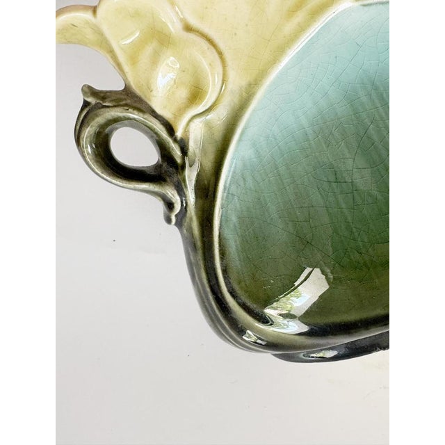 Art Nouveau Majolica Cachepot with Green and Blue Floral Decorations, France For Sale - Image 15 of 18