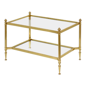 French Modern Rectangular Low Tables of Brass and Glass - Two Available
