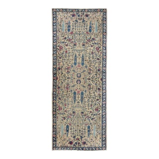 Antique Chinese Peking Runner in Beige With Bright Florals & Vines - Rug & Kilim For Sale