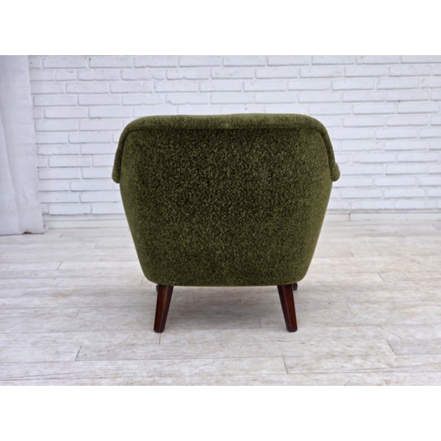 Norwegian Armchair in Green Furniture Fabric and Teak Wood, 1970s For Sale - Image 4 of 18