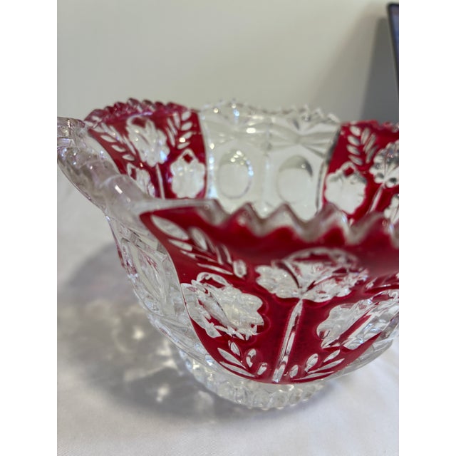 Ruby Red Vintage 5th Avenue Rosalina Ruby Flash Cut Glass Bowl For Sale - Image 8 of 12