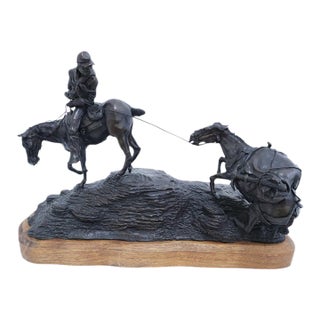 Dan Huber "Fort Assiniboine Trooper" Western Bronze Sculpture For Sale