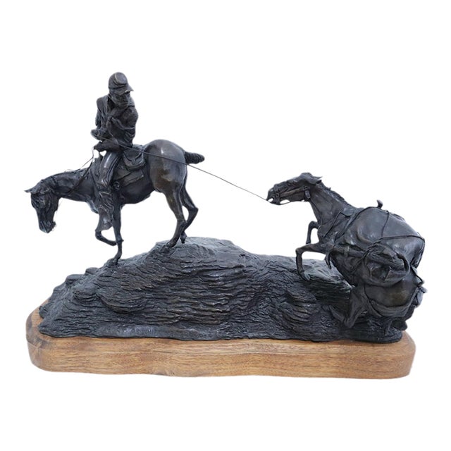 Dan Huber "Fort Assiniboine Trooper" Western Bronze Sculpture For Sale