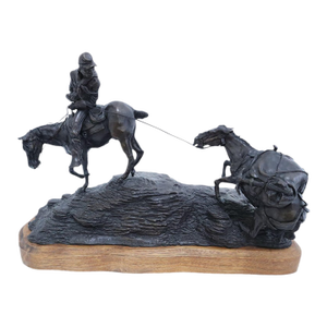 Dan Huber "Fort Assiniboine Trooper" Western Bronze Sculpture