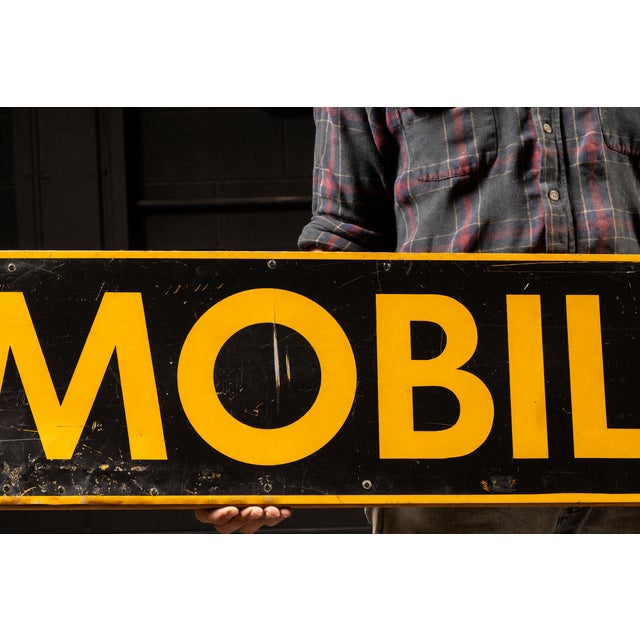 Vintage Mobile Drill Tin Sign For Sale - Image 4 of 7