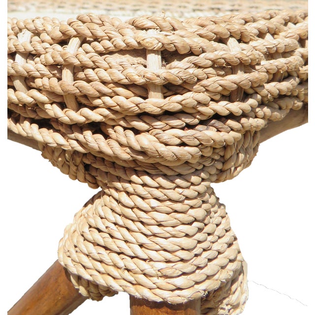 Bamboo & Rope Nautical / Beach Accent Table For Sale - Image 10 of 10