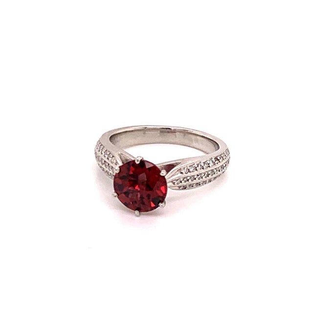 Diamond Platinum Tourmaline Rubellite Ring 5.75 2.43 TCW Certified For Sale - Image 10 of 11