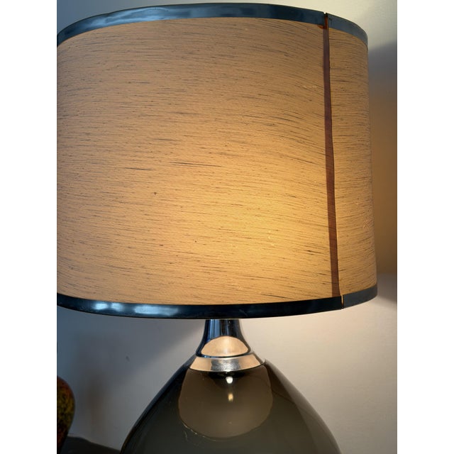 Vintage Italian Smoked Glass and Chrome Table Lamp, 1980s For Sale - Image 14 of 18