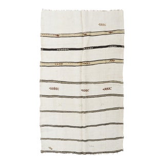 Striped Vintage Turkish Hemp Kilim Rug - 5`1″ X 8`7″ For Sale