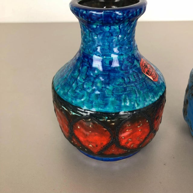 Op Art Multi-Color Pottery Vases from Bay Kermik, Germany, Set of 2 For Sale - Image 6 of 15