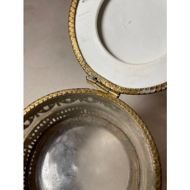 Antique 19th Century Ornate Bronze Porcelain Glass Vanity Casket Dresser Box Jar For Sale - Image 15 of 16