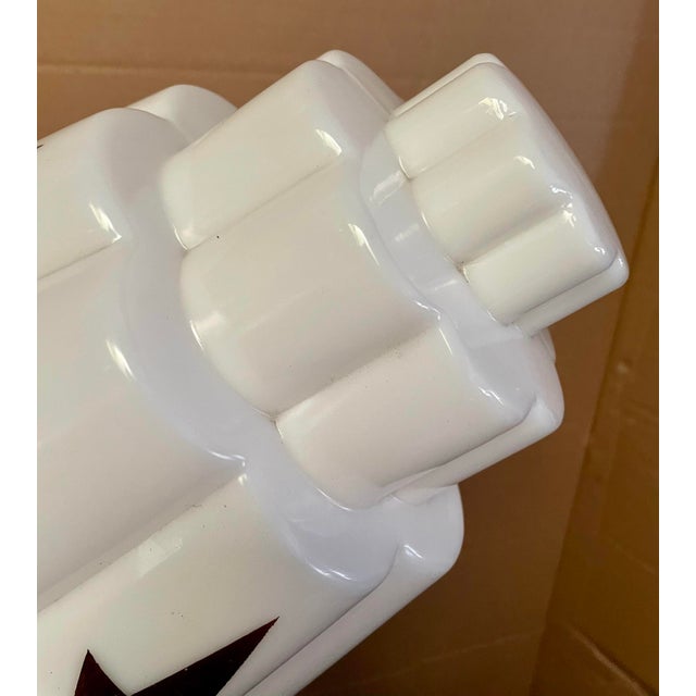 Early 20th Century Art Deco White Milk Glass Skyscraper Star Hanging Pendant Light Fixture For Sale - Image 6 of 11