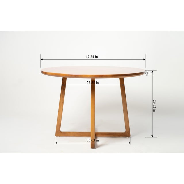 Mid-Century Modern Ash Solid Wood Ellis Round Dining Table in Ash Color For Sale - Image 13 of 13