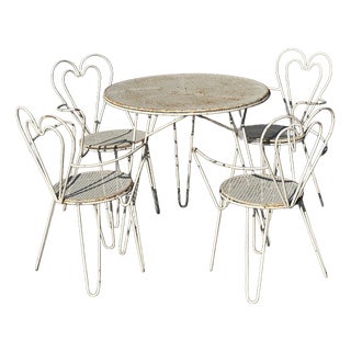 Wrought Iron Garden Furniture by Mathieu Matégot, 1950, Set of 5 For Sale