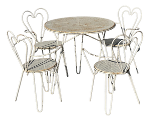 Wrought Iron Garden Furniture by Mathieu Matégot, 1950, Set of 5