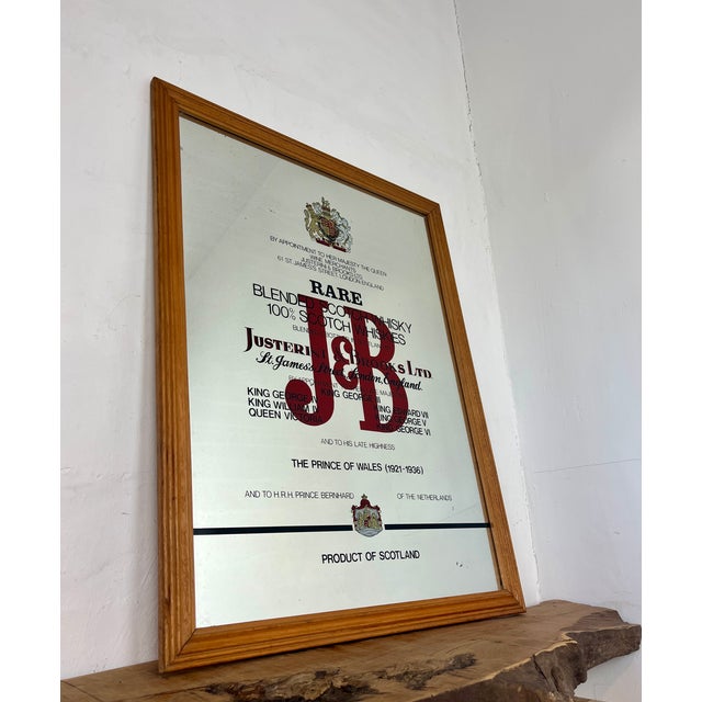 Wood Vintage J & B Scotch Whisky Advertising Mirror, 1970s For Sale - Image 7 of 16