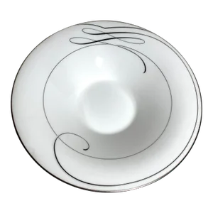 Waterford Ballet Ribbon Large Rim Soup Bowl - Platinum Ribbon Swirl Rim Into Center, Fine Bone China, Platinum Trim