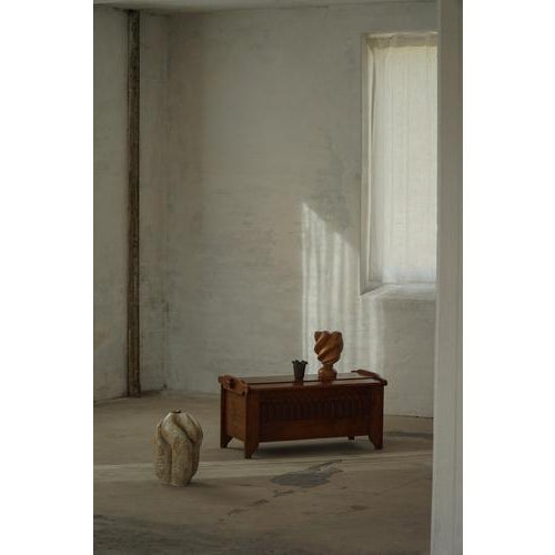 Mid 20th Century Danish Modern Oak Chest with Decorative Relief Carving, 1950s For Sale - Image 3 of 18