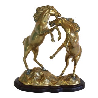 Vintage Brass Horses Sculpture For Sale
