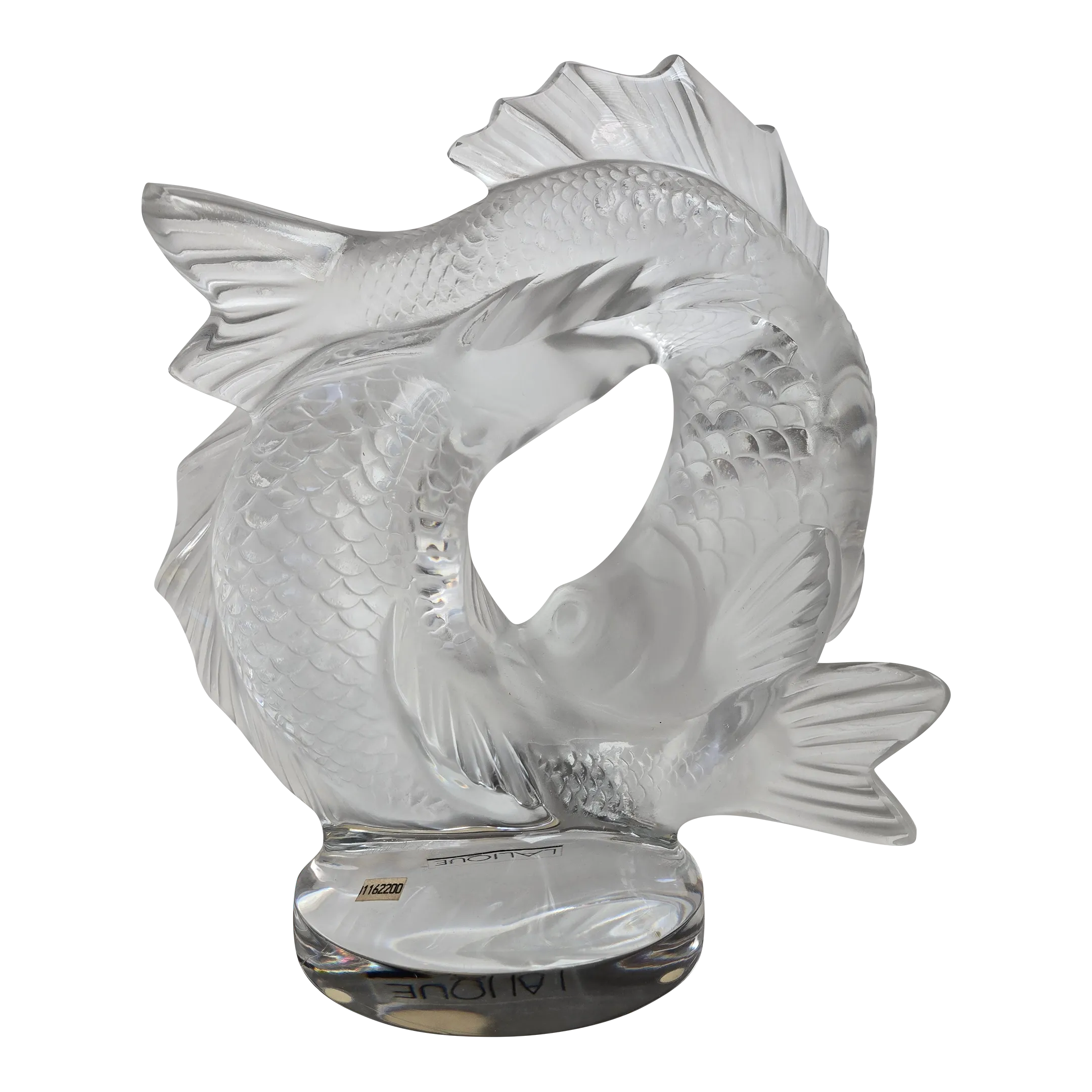 1990s Lalique Crystal Double Fish Sculpture | Chairish