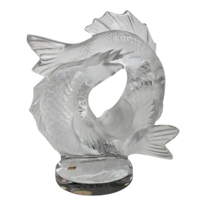 Lalique Crystal Double Fish Sculpture