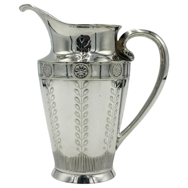 French Antique Pitcher Silverplate Embossed French For Sale - Image 3 of 12