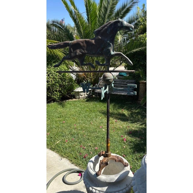 Exceptional 19th Century American Copper Running Horse Weathervane Original Stand For Sale - Image 16 of 18