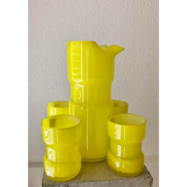 Mid 20th-Century Holt-Howard Neon Yellow Glass Cocktail Beverage Set - 5-Pieces For Sale - Image 12 of 13