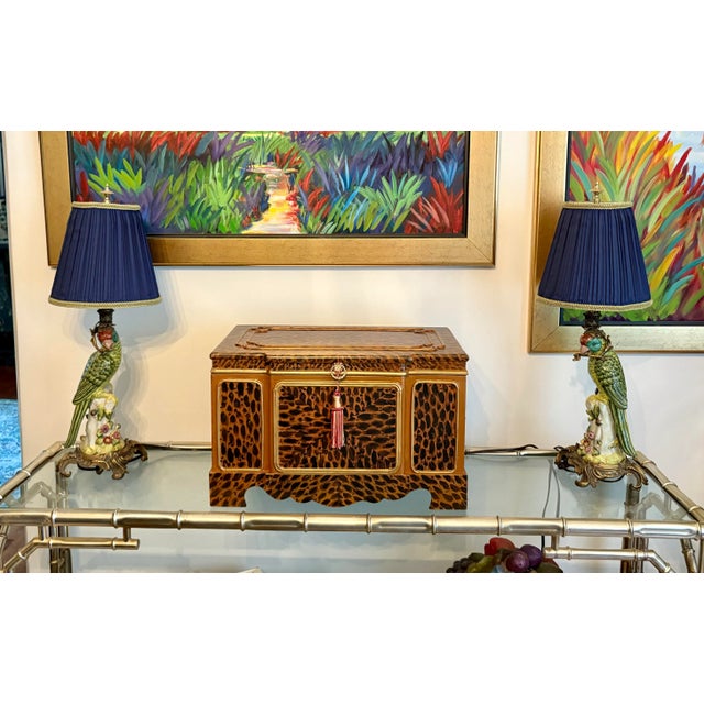 Weeks of painstakingly hand painting makes this vintage box really special. Many thin coats of a sealer topcoat tinted...