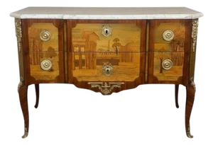 Late 18th Century French Marquetry Commode With Marble Top Signed André-Louis Gilbert