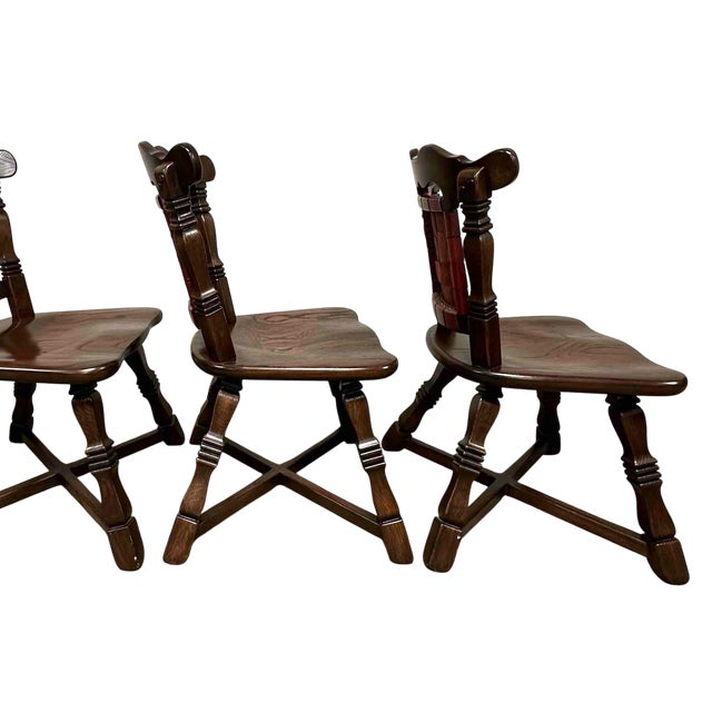 1950s 1950s Romweber Viking Oak Dining Chairs - Set of 6 Including 2 Armchairs For Sale - Image 5 of 7