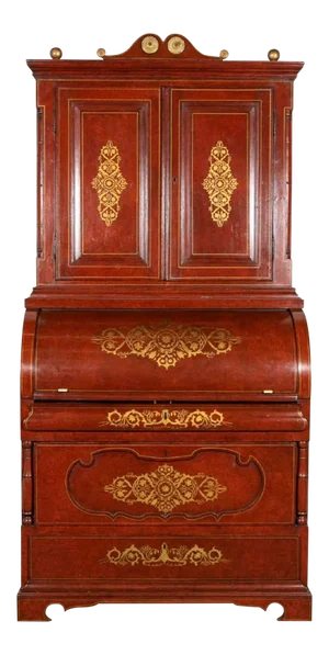 Mid 19th Century Impressive Biedermeier Continental Faux Bois Painted Pine Cylinder Secretary Bookcase