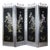 Vintage Chinoiserie Four-Panel Folding Screen – Hand-Painted Floral Motif With Silver Faux Bamboo Frame For Sale
