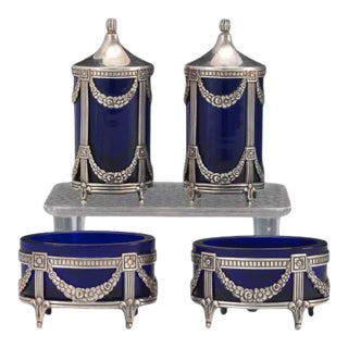 Salt & Pepper Shakers & Salt Cellar Set- 4 Pieces For Sale