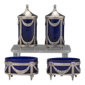 Salt & Pepper Shakers & Salt Cellar Set- 4 Pieces