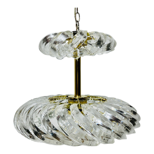 Vintage Mid Century Era Lucite & Brass Chandelier Light Fixture