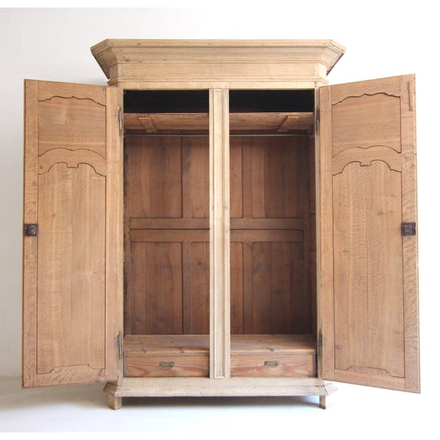 Beige 19th Century Belgian Bleached Oak Wardrobe For Sale - Image 8 of 18
