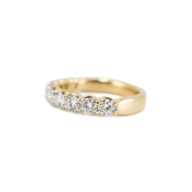 Modern 10k Rose Gold 1.31ct Lab Grown Diamond 9 Across Half Eternity Wedding Band Ring, Size 7 For Sale - Image 3 of 7