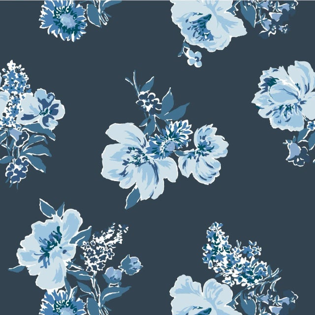 Swans Island Navy Wallpaper Sample For Sale