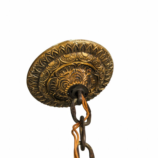 Glass Antique Brass and Crystal Chandelier 12 Light For Sale - Image 7 of 14