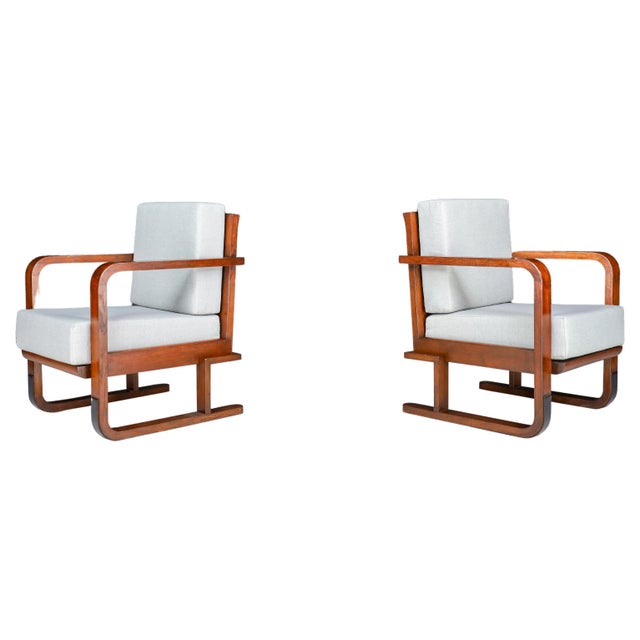 Set of Art Deco Armchairs in Oak Bentwood and New Upholstery, Austria, 1930s For Sale - Image 16 of 16