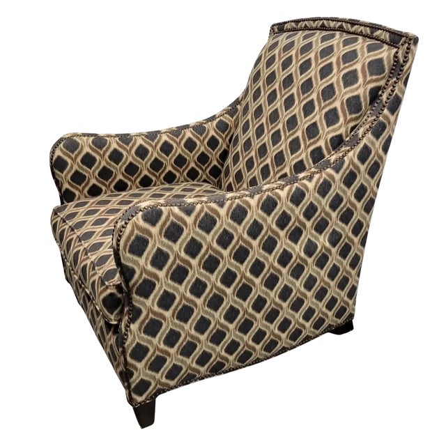 Pair of Modern Bernhardt Portfolio Transitional Upholstered Club Chairs With Nailhead Trim For Sale In Raleigh - Image 6 of 11