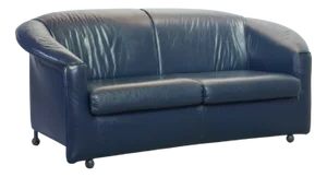 Petrol Blue Soft Leather Two-Seat Sofa Model Aura attributed to Paolo Piva for Wittmann, Austria, 1980s