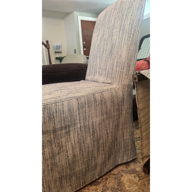 2010s Cisco Home Tailored Parsons Dining Chairs With Custom Slipcovers - A Pair For Sale - Image 5 of 7