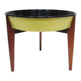 Mid 20th Century Danish Teak Catch-All / Planter With Enamel Bowl For Sale