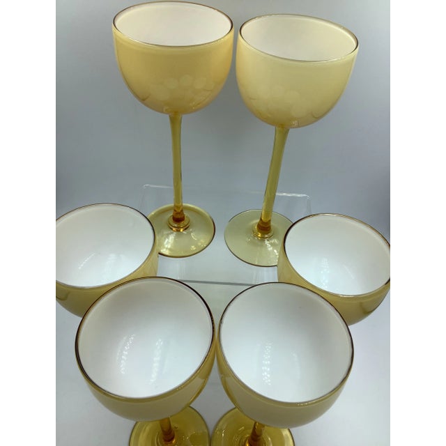 Carlo Moretti Vintage Carlo Moretti Italy Amber White Cased Tall Stem Cordial Glasses - Set of 6 For Sale - Image 4 of 7