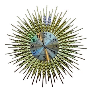Mid Century Sunburst Clock For Sale